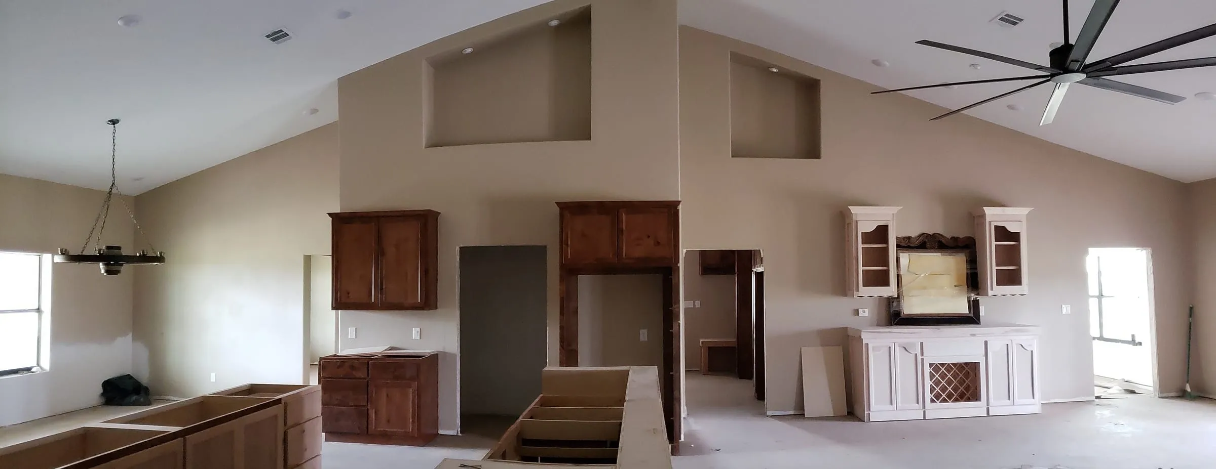 Custom cabinetry installed during interior finish-out.